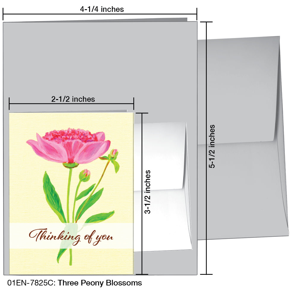 Three Peony Blossoms, Greeting Card (7825C), Enclosure, printedcanvas.com