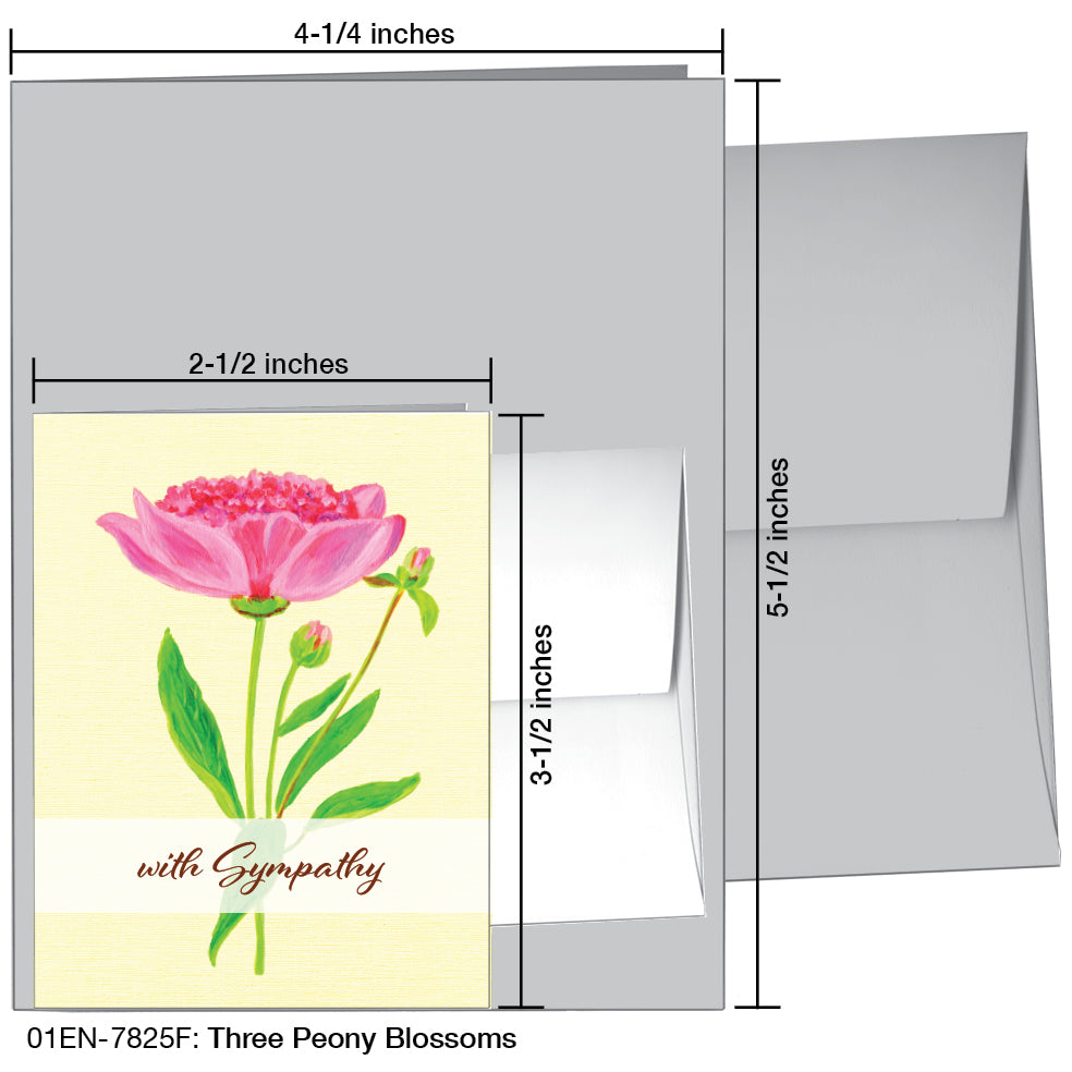 Three Peony Blossoms, Greeting Card (7825F), Enclosure Card, www.printedcanvas.com