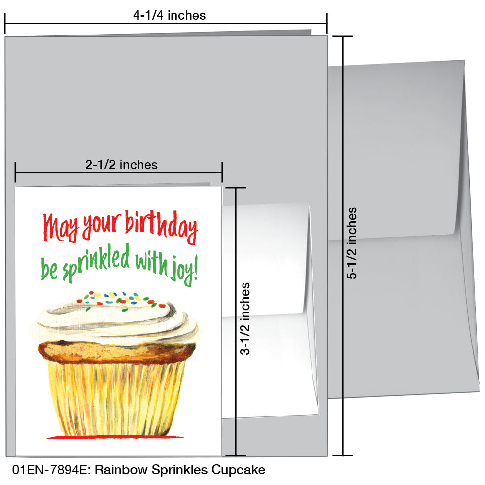 Rainbow Sprinkles Cupcake, Greeting Card (7894E), Enclosure, www.printedcanvas.com