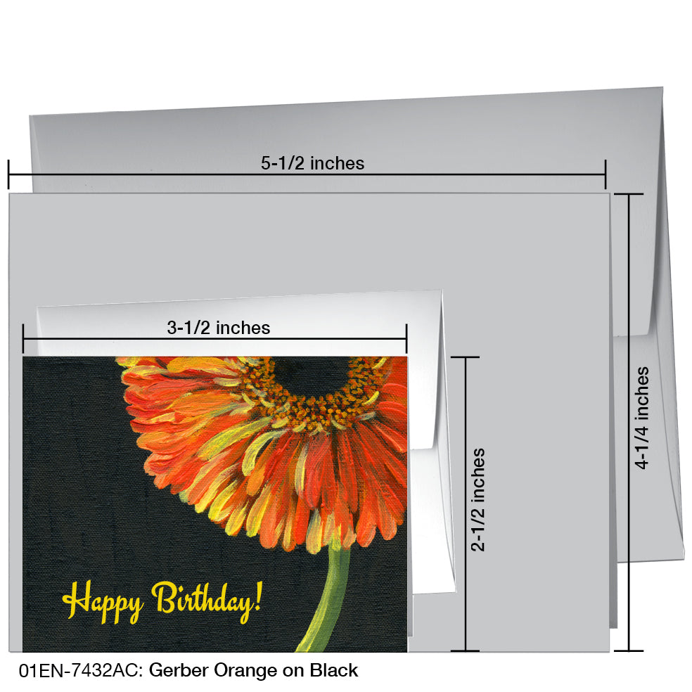 Gerber Orange on Black, Greeting Card (7432AC), Enclosure, www.printedcanvas.com