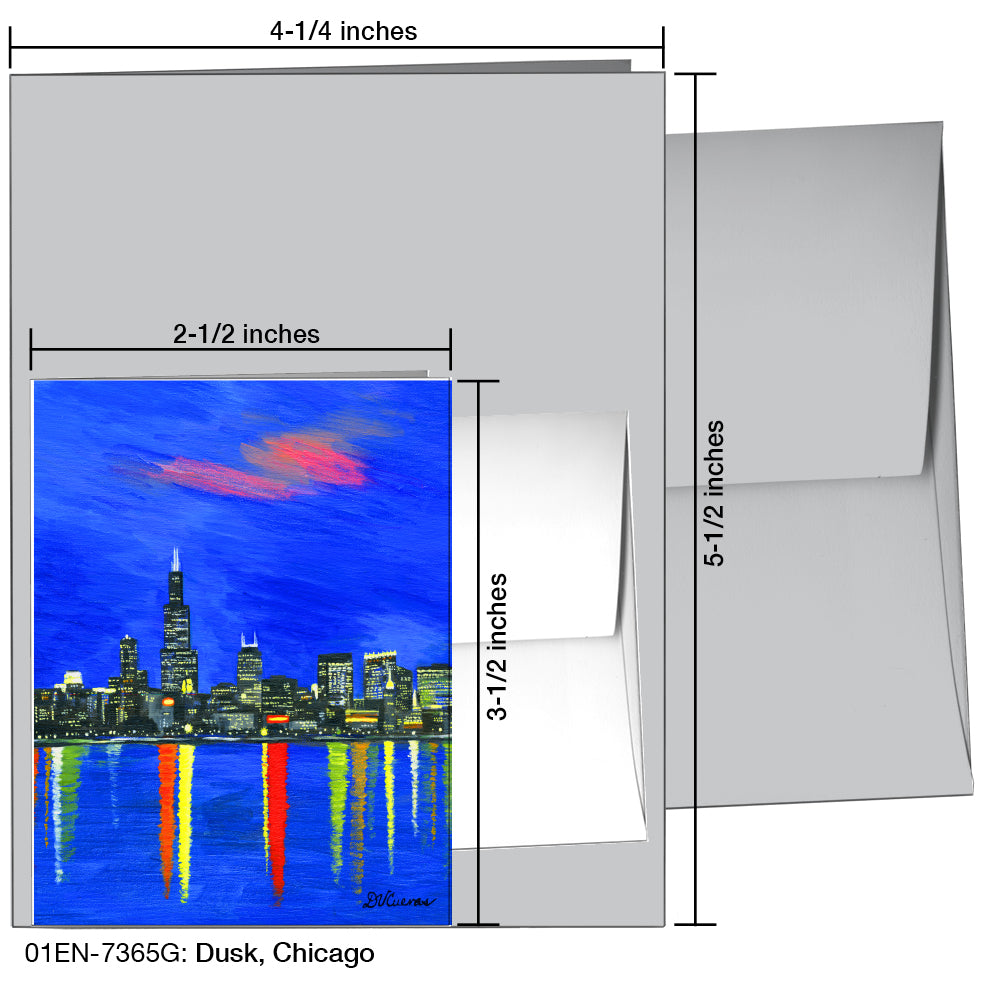 Dusk, Chicago, Greeting Card (7365G), Enclosure, www.printedcanvas.com