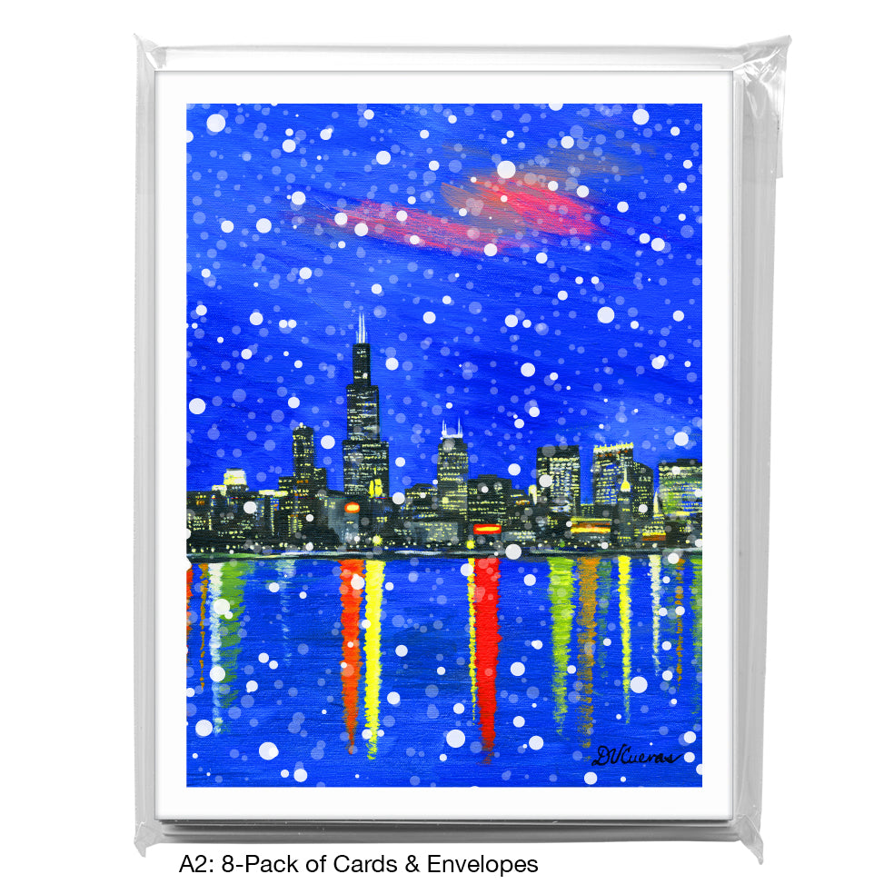 Dusk, Chicago, Greeting Card (7365H), A2 8-Pack, printedcanvas.com