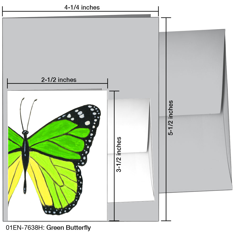 Green Butterfly, Greeting Card (7638H), Enclosure Card, www.printedcanvas.com