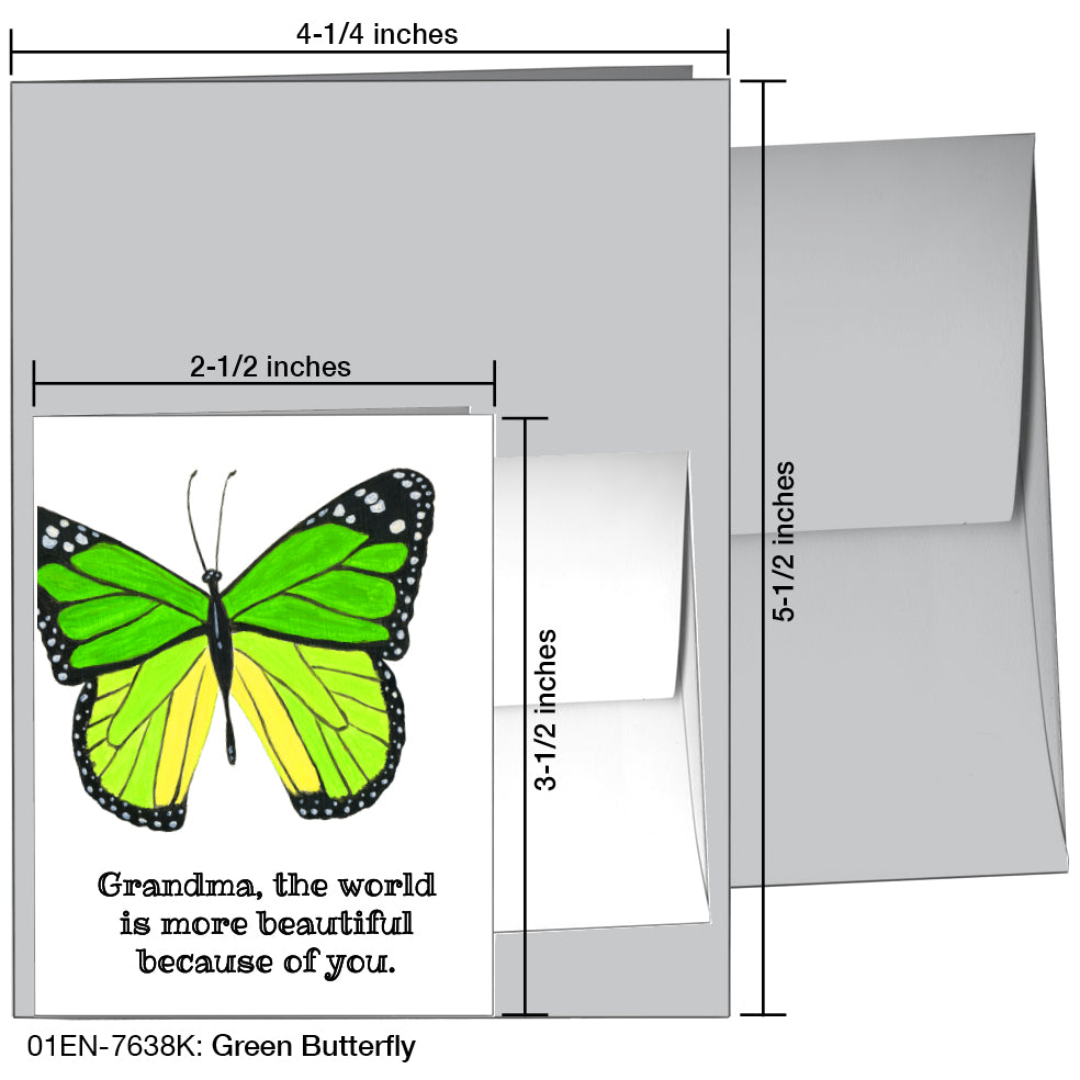Green Butterfly, Greeting Card (7638K), Enclosure, www.printedcanvas.com