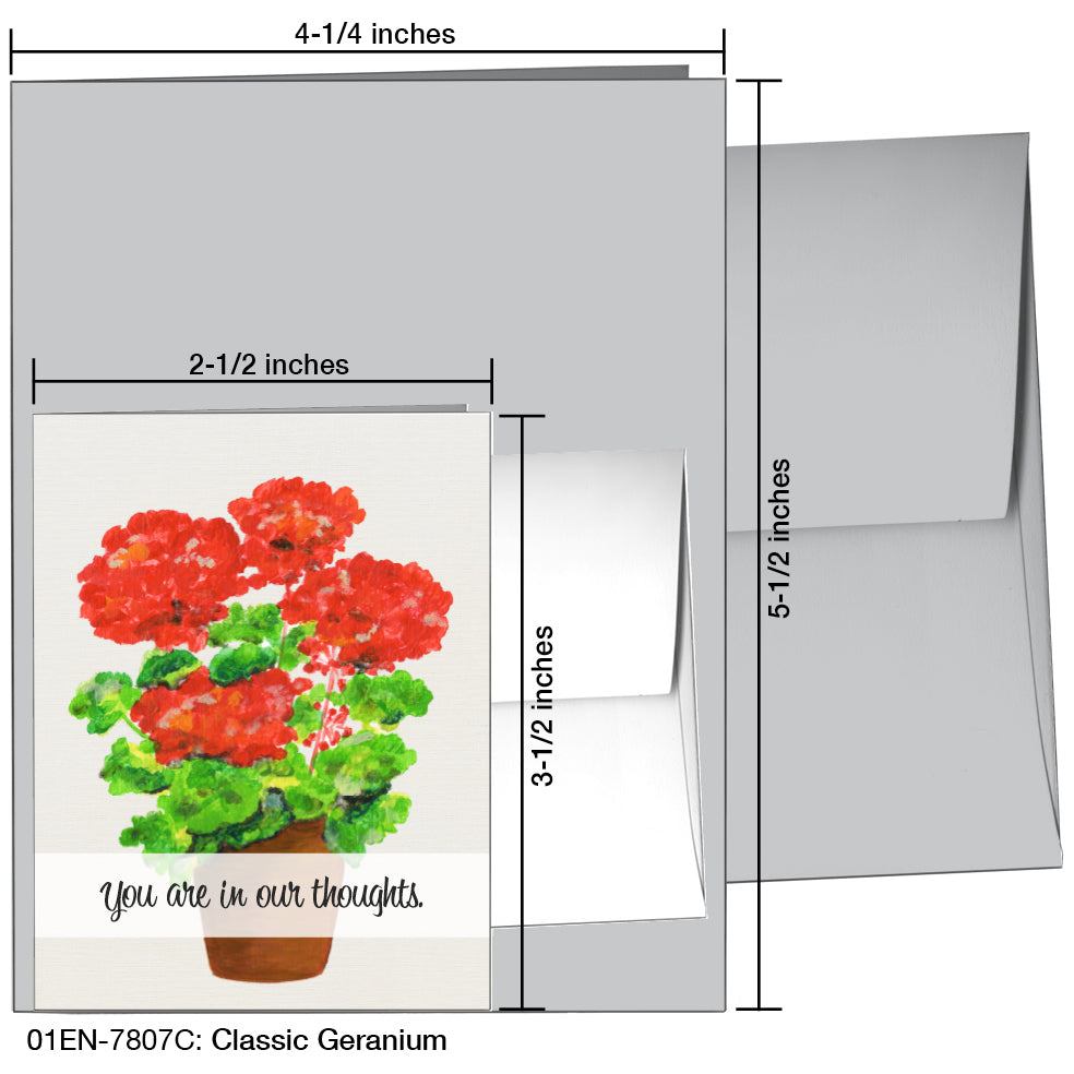 Classic Geranium, Greeting Card (7807C), Enclosure, www.printedcanvas.com
