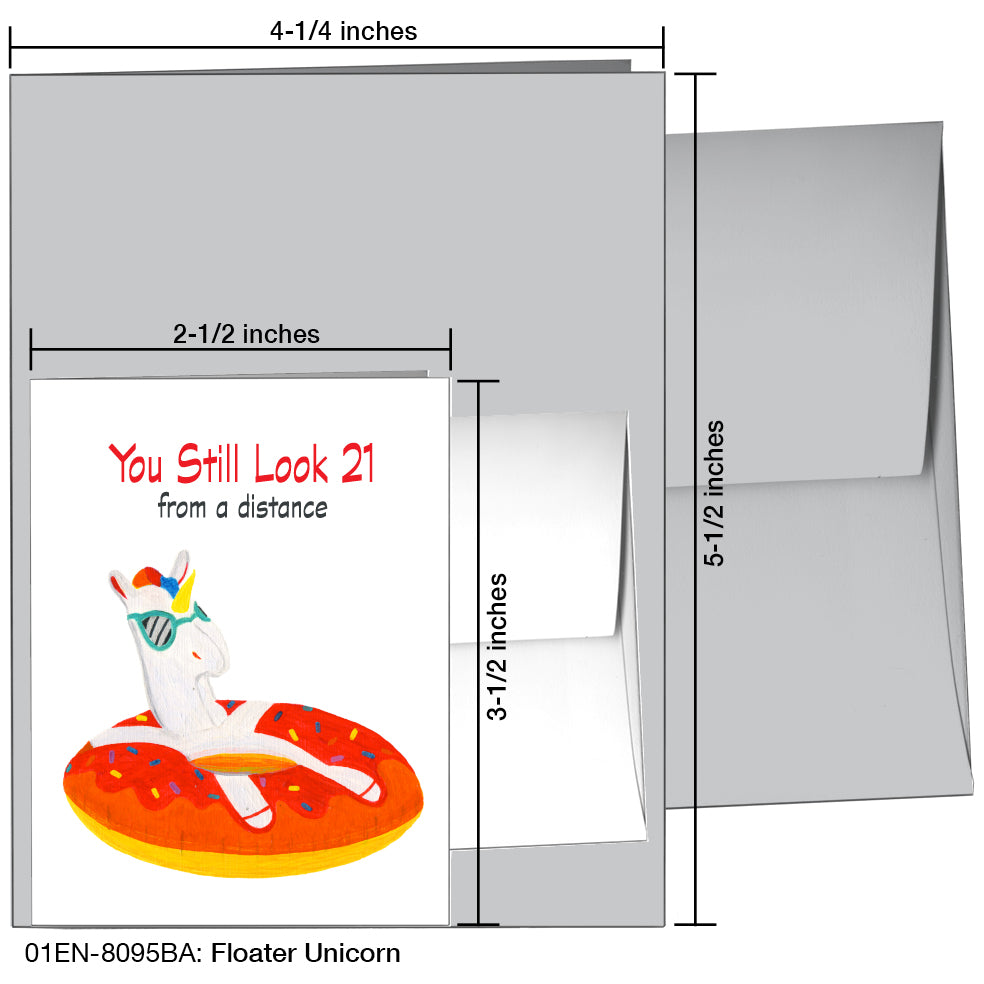 Floater Unicorn, Greeting Card (8095BA), Enclosure Card, www.printedcanvas.com