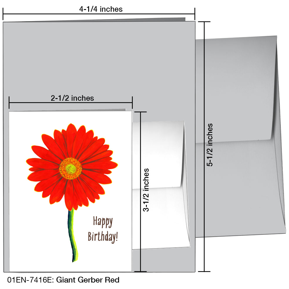 Giant Gerber Red, Greeting Card (7416E), Enclosure, www.printedcanvas.com