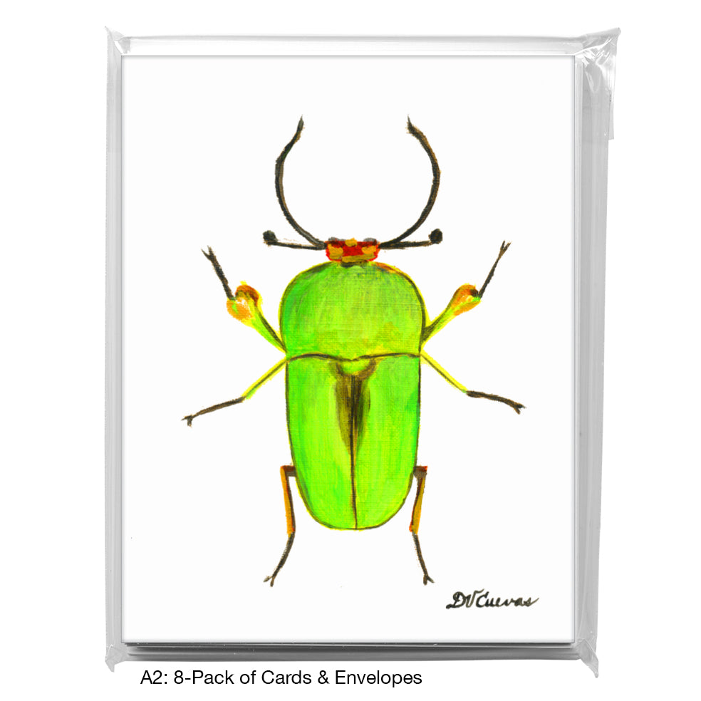Green Beetle, Greeting Card (7643), A2 8-Pack, printedcanvas.com
