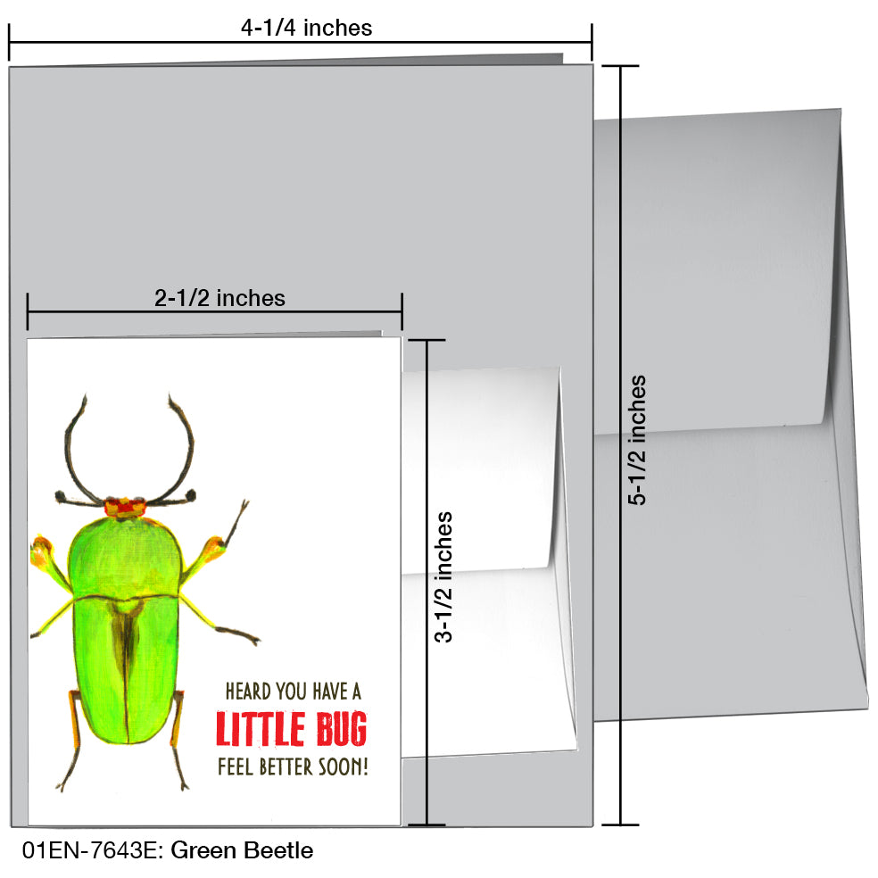 Green Beetle, Greeting Card (7643E), Enclosure Card, www.printedcanvas.com