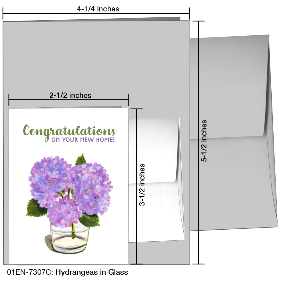 Hydrangeas in Glass, Greeting Card (7307C), Enclosure, www.printedcanvas.com