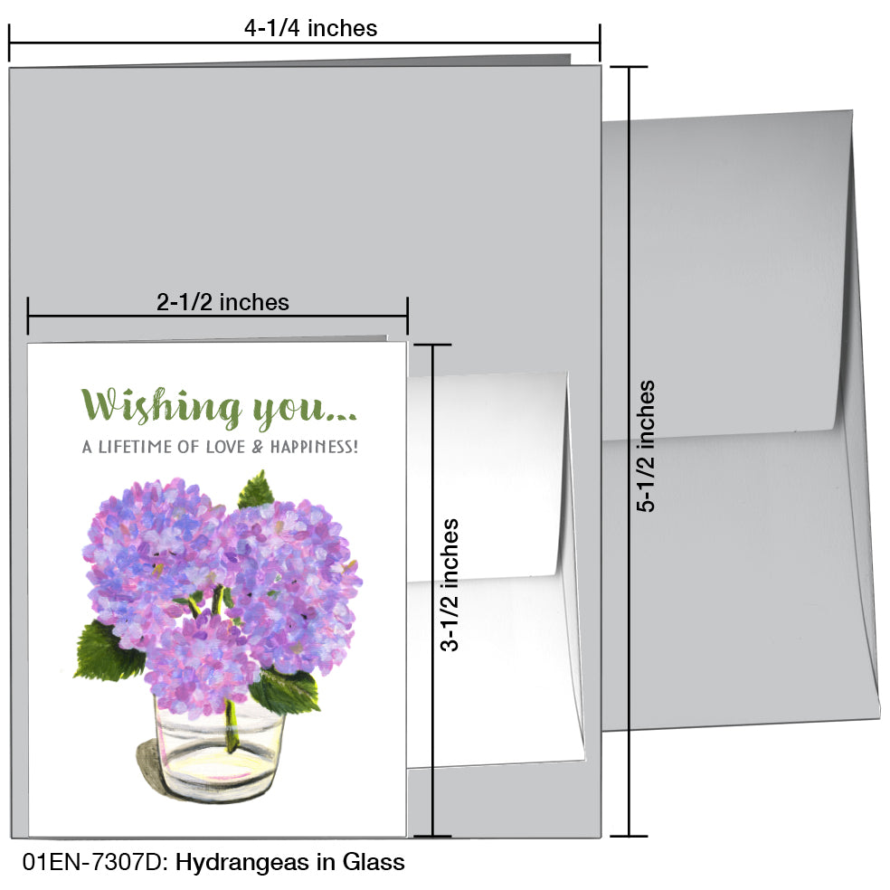 Hydrangeas in Glass, Greeting Card (7307D), Enclosure, www.printedcanvas.com