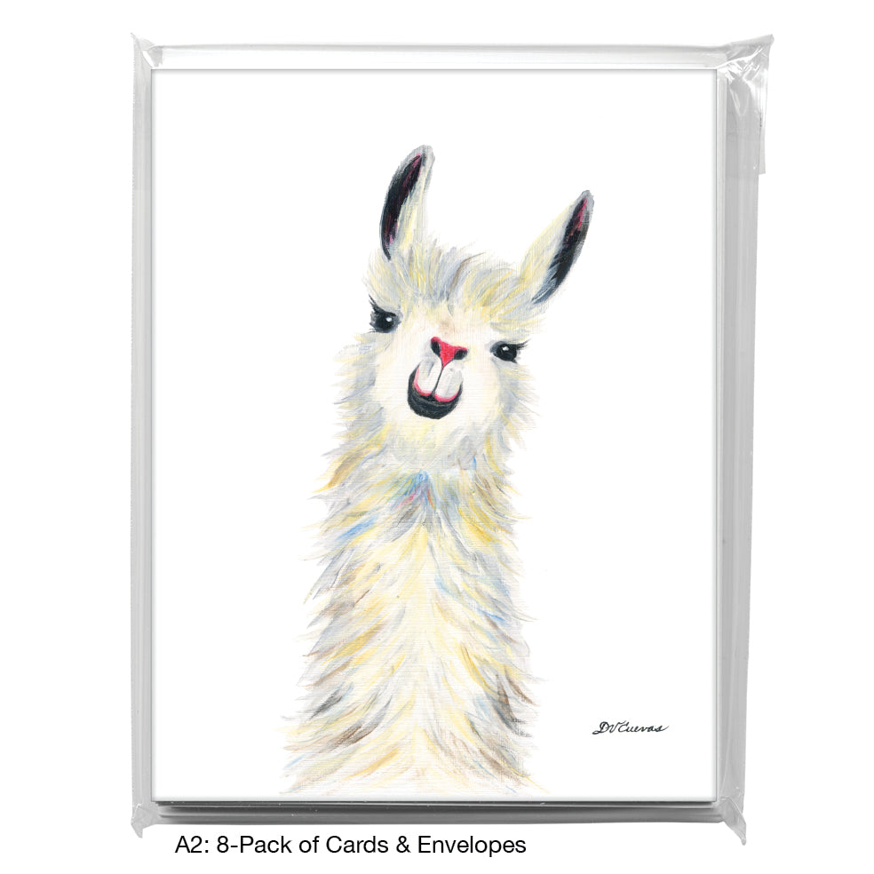 Llama Pink Nose, Greeting Card (8067), A2 8-Pack, printedcanvas.com