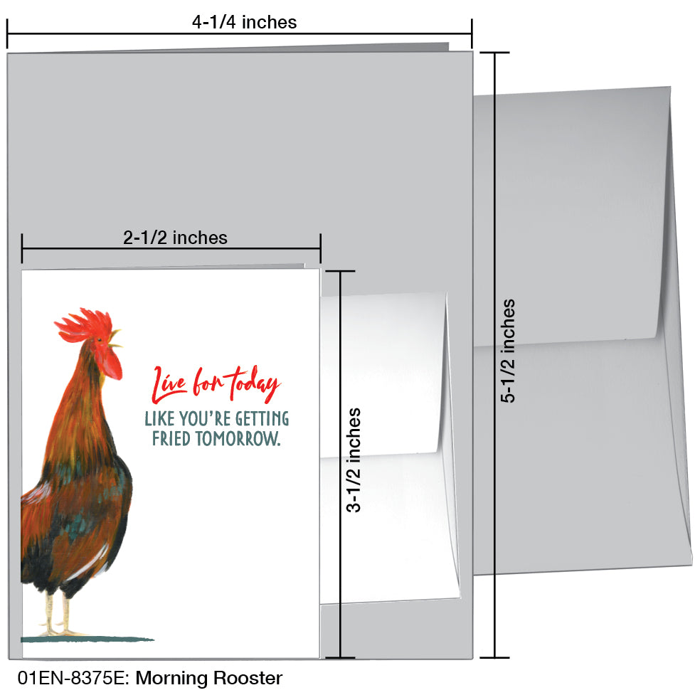 Morning Rooster, Greeting Card (8375E), Enclosure, printedcanvas.com