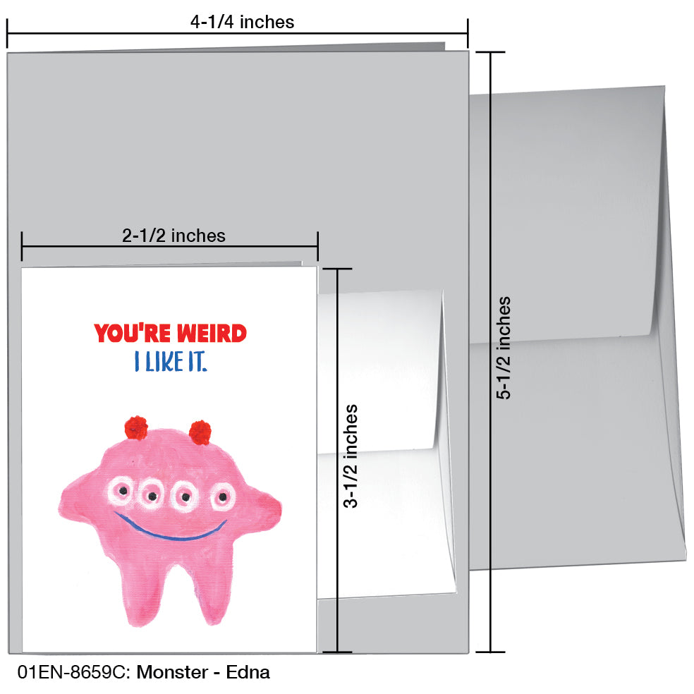 Monster - Edna, Greeting Card (8659C), Enclosure Card, www.printedcanvas.com