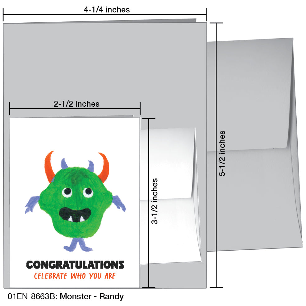 Monster - Randy, Greeting Card (8663B), Enclosure, www.printedcanvas.com