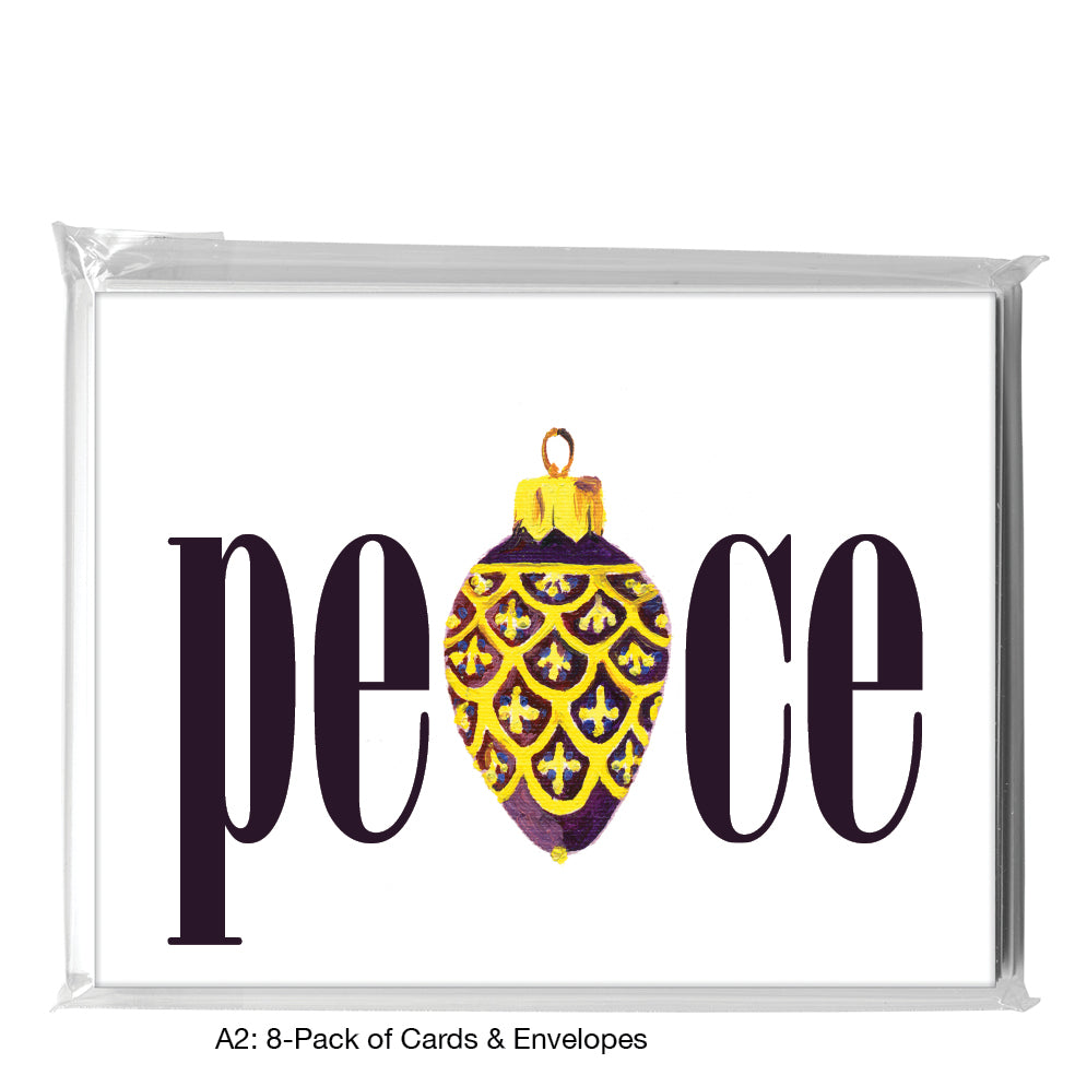 Ornament - Purple & Gold, Greeting Card (7839B), A2 8-Pack, printedcanvas.com