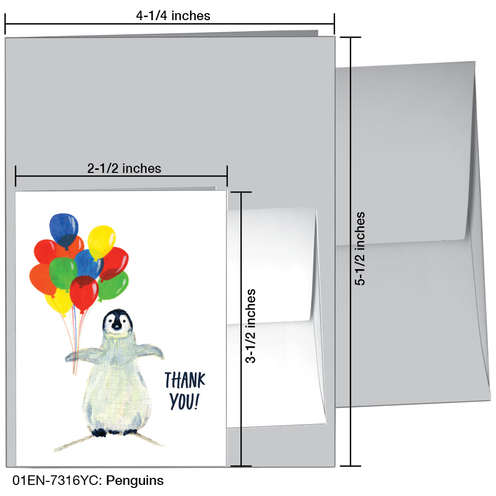 Penguins, Greeting Card (7316YC), Enclosure, www.printedcanvas.com