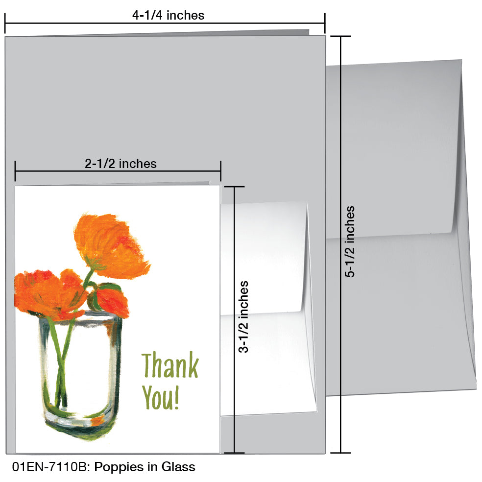 Poppies in Glass, Greeting Card (7110B), Enclosure, www.printedcanvas.com
