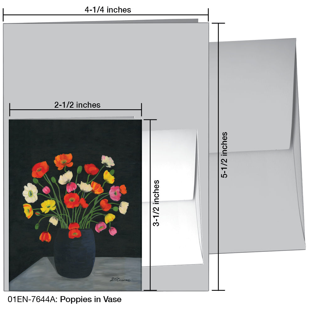 Poppies in Vase, Greeting Card (7644A), Enclosure, www.printedcanvas.com