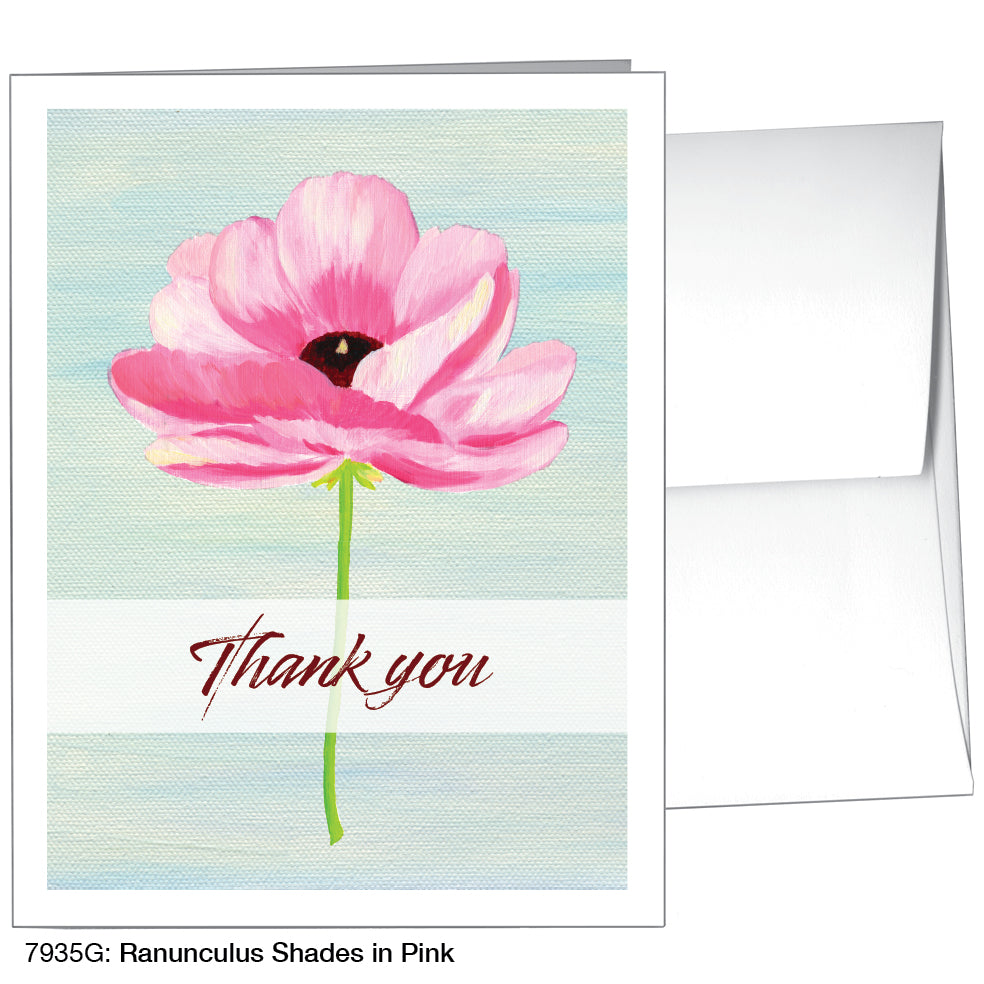 Ranunculus Shades in Pink, Greeting Card (7935G), A2 Card Front, www.printedcanvas.com