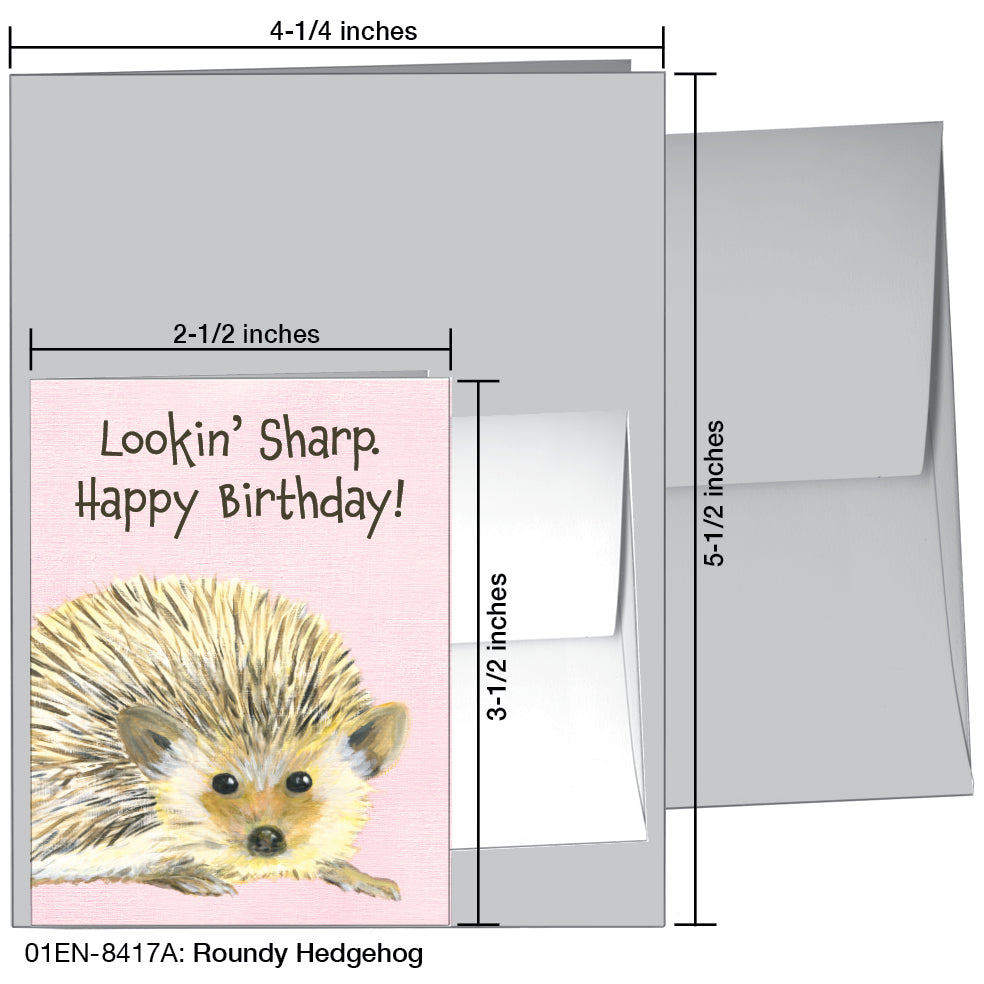 Roundy Hedgehog, Greeting Card (8417A), Enclosure, www.printedcanvas.com