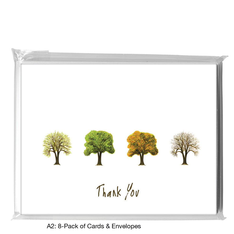 Seasons Tree Twin, Greeting Card (7562E), A2 8-Pack, printedcanvas.com
