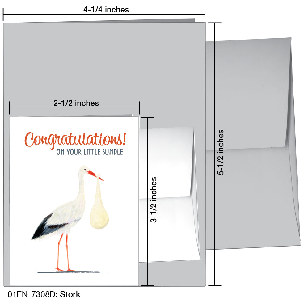 Stork, Greeting Card (7308D), Enclosure, www.printedcanvas.com