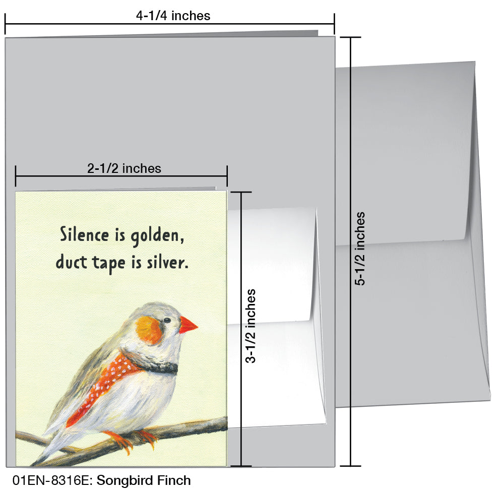 Songbird Finch, Greeting Card (8316E), Enclosure, www.printedcanvas.com