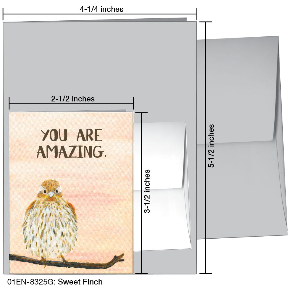Sweet Finch, Greeting Card (8325G), Enclosure, www.printedcanvas.com