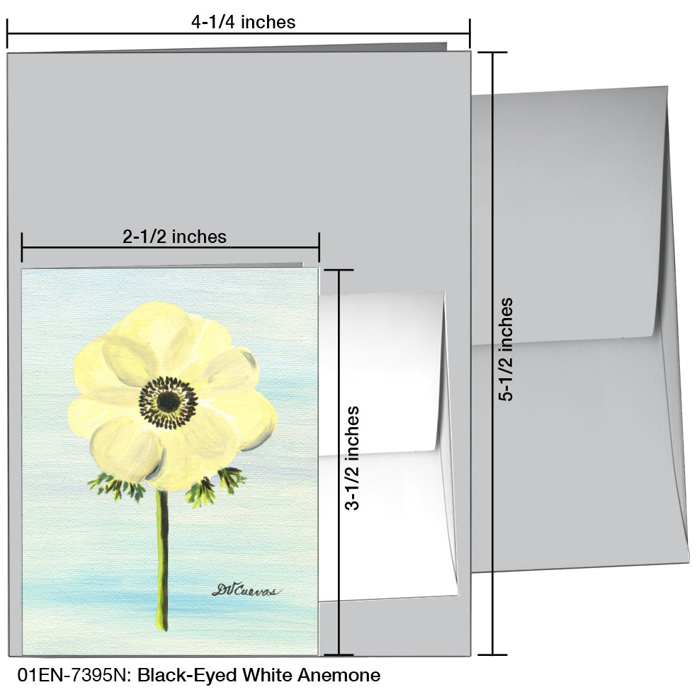 Black-Eyed White Anemone, Greeting Card (7395N), Enclosure, www.printedcanvas.com