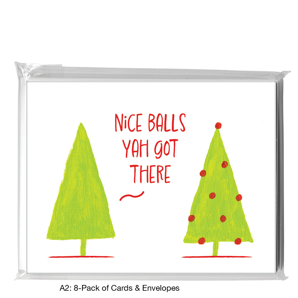 Trees With Ornaments, Greeting Card (7548N), A2 8-Pack, printedcanvas.com