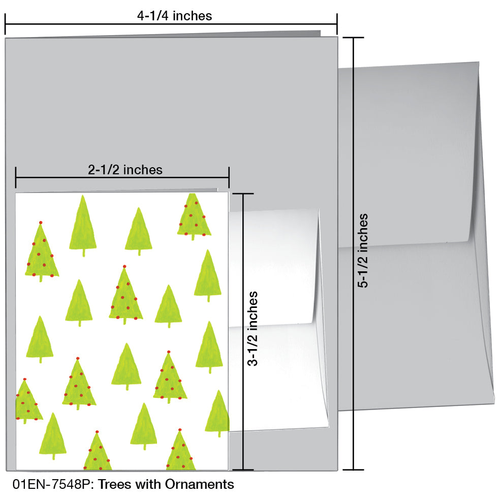 Trees with Ornaments, Greeting Card (7548P), Enclosure, www.printedcanvas.com