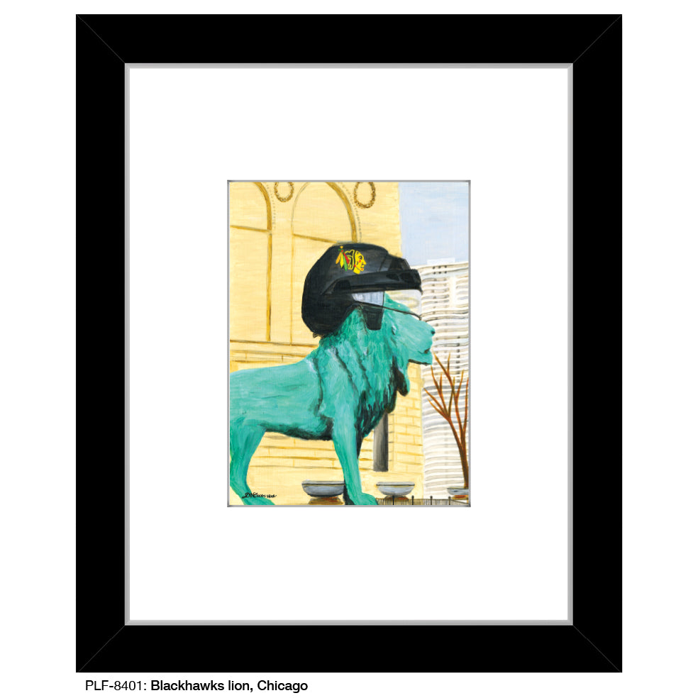 Blackhawks Lion, Chicago, Print (#8401A), Print Matted, www.printedcanvas.com