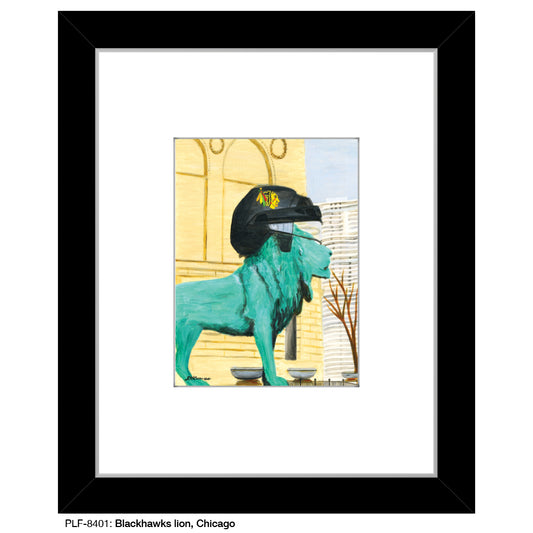 Blackhawks Lion, Chicago, Print (#8401A), Print Matted, www.printedcanvas.com