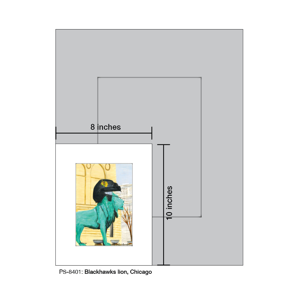 Blackhawks Lion, Chicago, Print (#8401A), Print Matted, www.printedcanvas.com