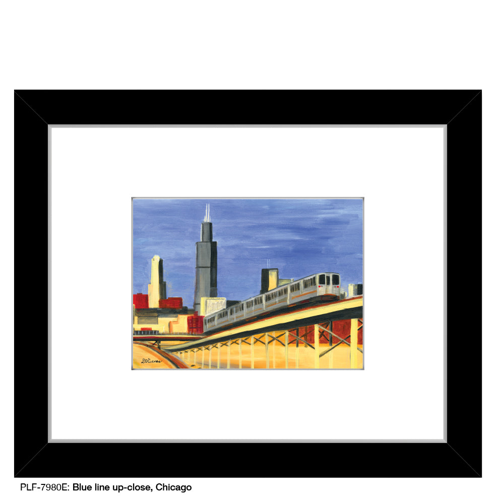 Blue Line Up-Close, Chicago, Print (#7980E), Print Matted, www.printedcanvas.com