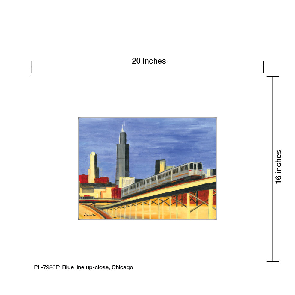 Blue Line Up-Close, Chicago, Print (#7980E) - Printed Canvas