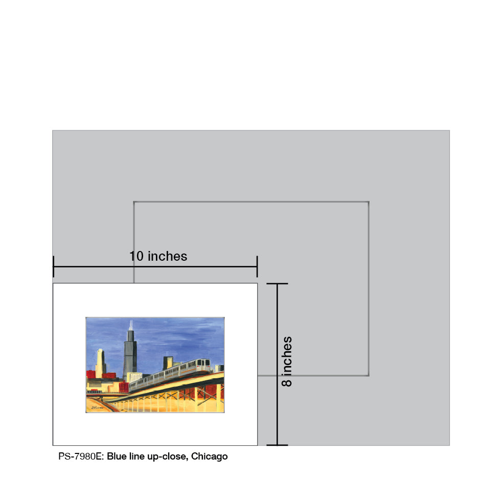 Blue Line Up-Close, Chicago, Print (#7980E), Print Matted, www.printedcanvas.com