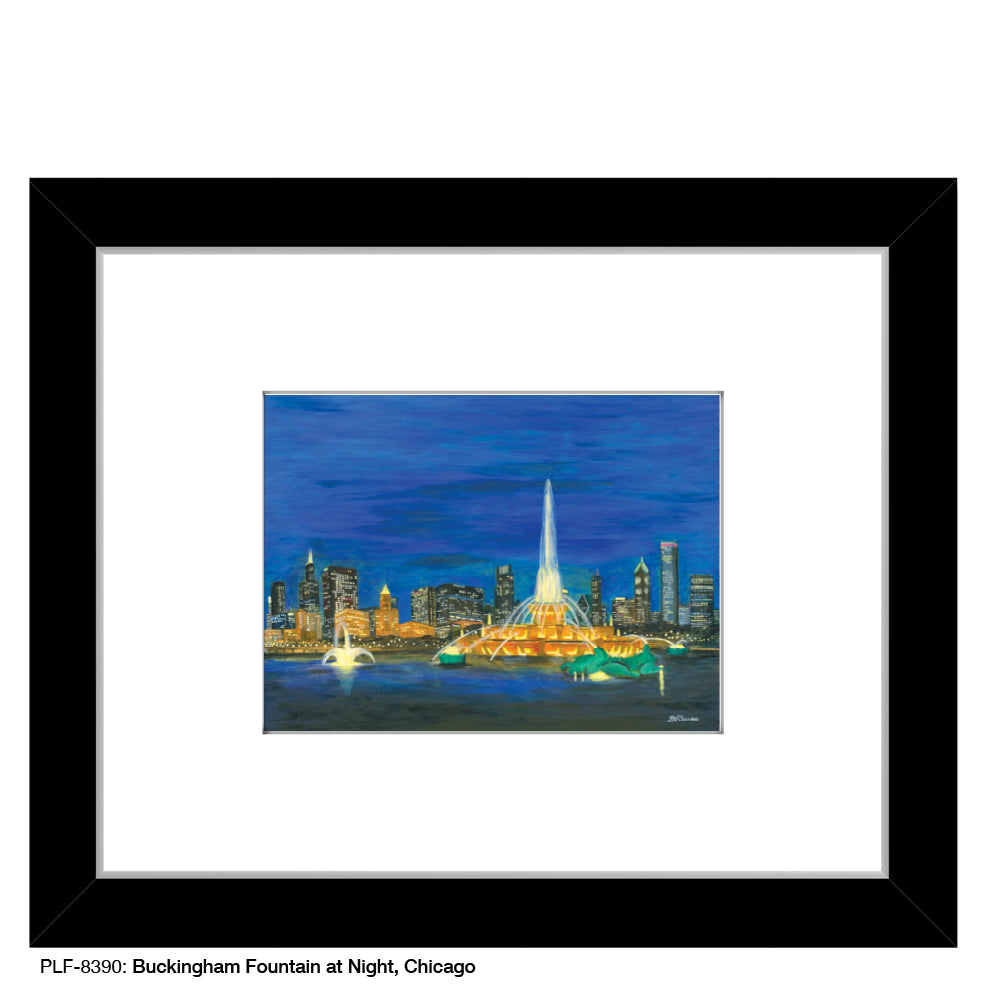 Buckingham Fountain at Night, Chicago, Print (#8390A), Print Matted, www.printedcanvas.com