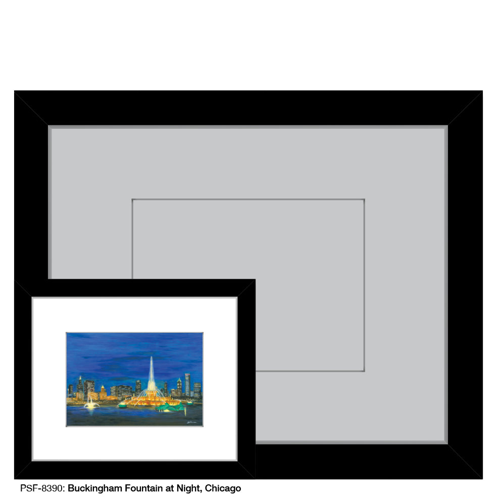 Buckingham Fountain at Night, Chicago, Print (#8390A), Print Matted, www.printedcanvas.com