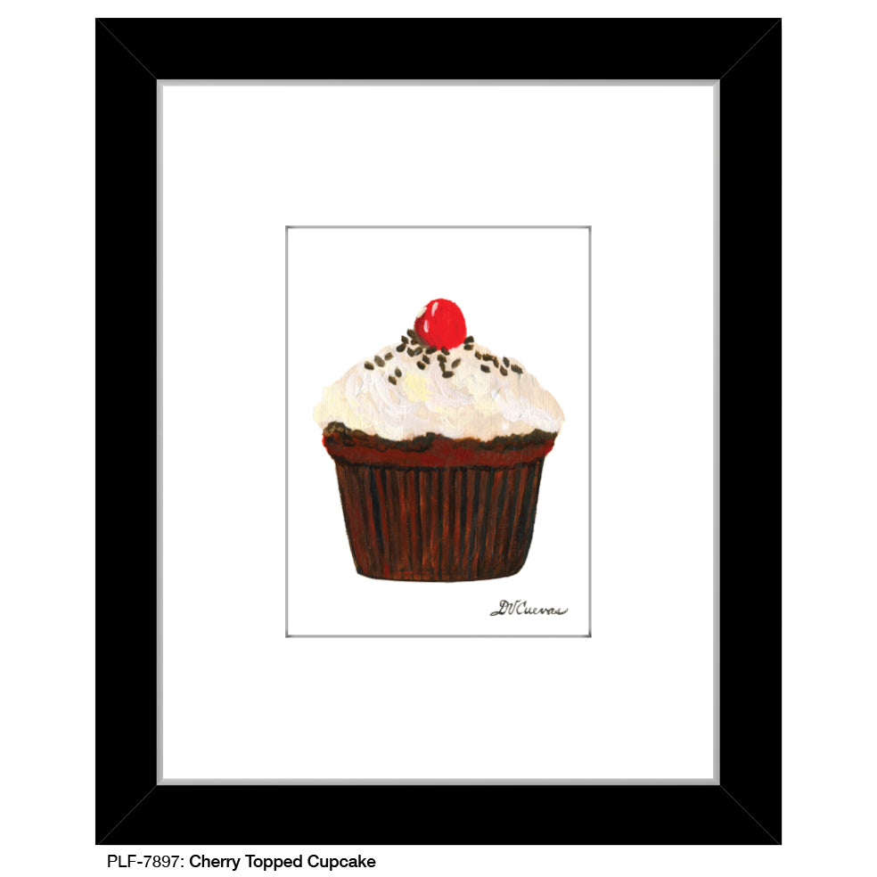 Cherry Topped Cupcake, Print (#7897) - Printed Canvas