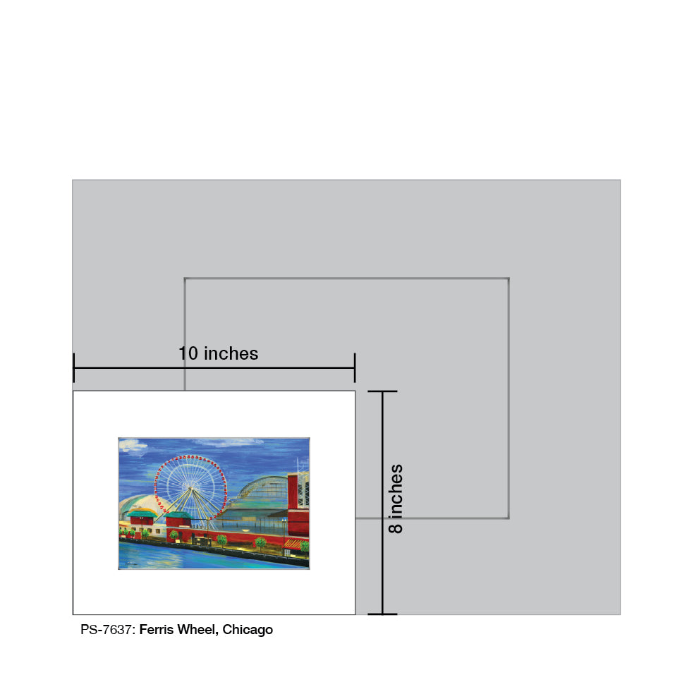 Ferris Wheel, Chicago, Print (#7637A), Print Matted, www.printedcanvas.com