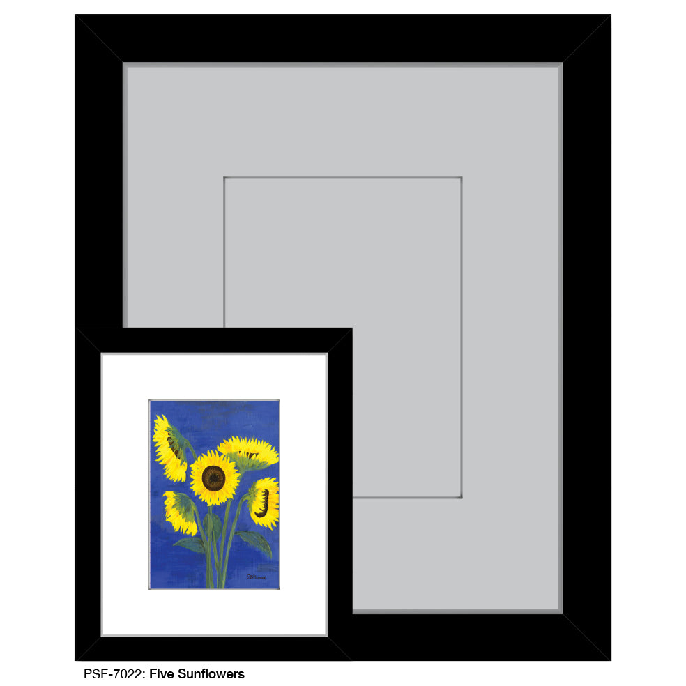 Five Sunflowers, Print (#7022A), Print Matted, www.printedcanvas.com