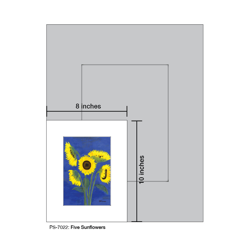 Five Sunflowers, Print (#7022A), Print Matted, www.printedcanvas.com