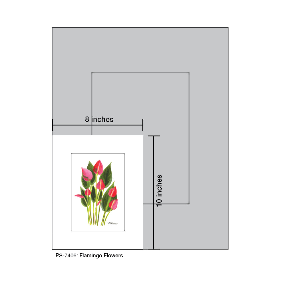 Flamingo Flowers, Print (#7406A), Print Matted, www.printedcanvas.com