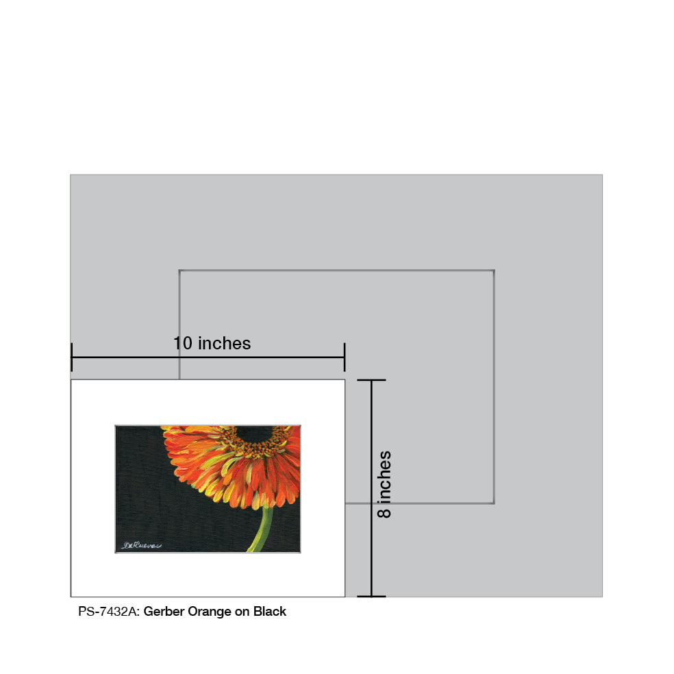 Gerber Orange on Black, Print (#7432A), Print Matted, www.printedcanvas.com