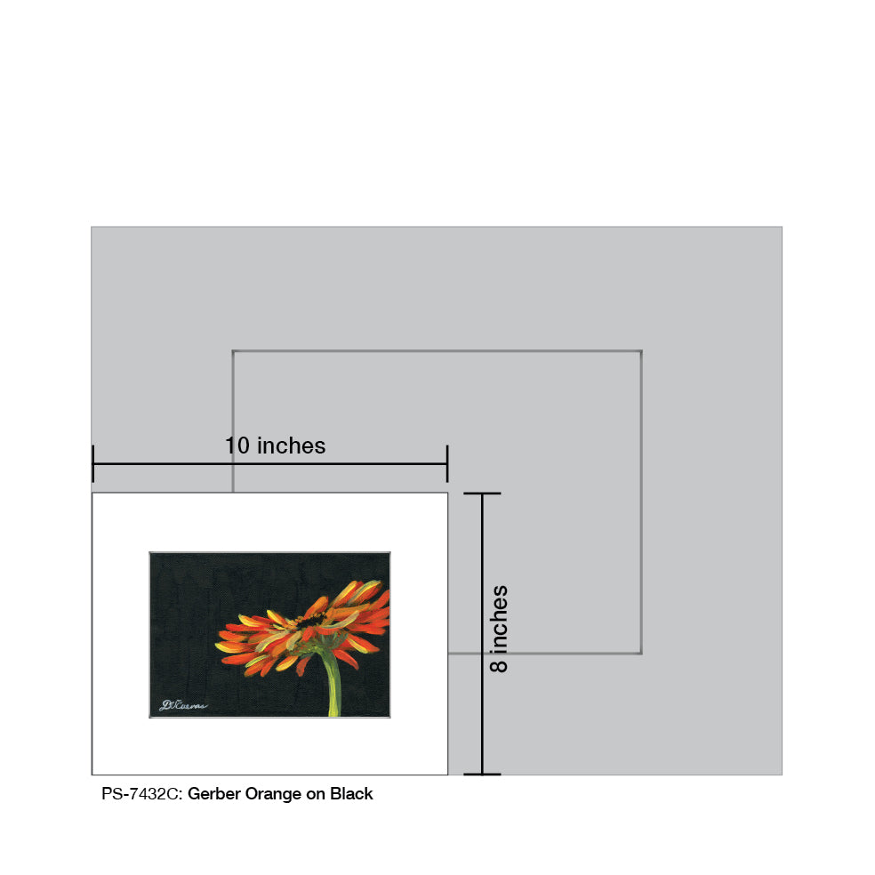 Gerber Orange on Black, Print (#7432C), Print Matted, www.printedcanvas.com