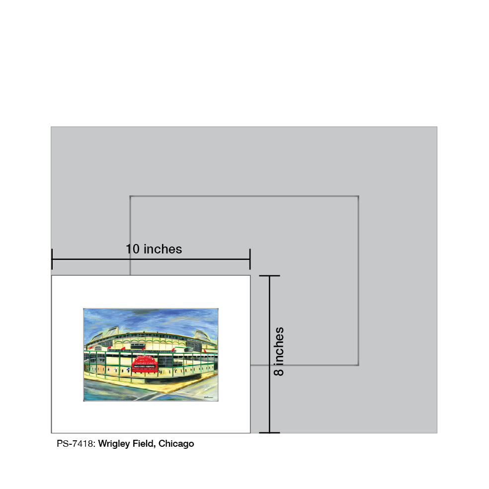 Wrigley Field, Chicago, Print (#7418B), Print Matted, www.printedcanvas.com