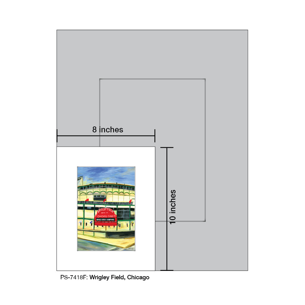 Wrigley Field, Chicago, Print (#7418F), Print Matted, www.printedcanvas.com