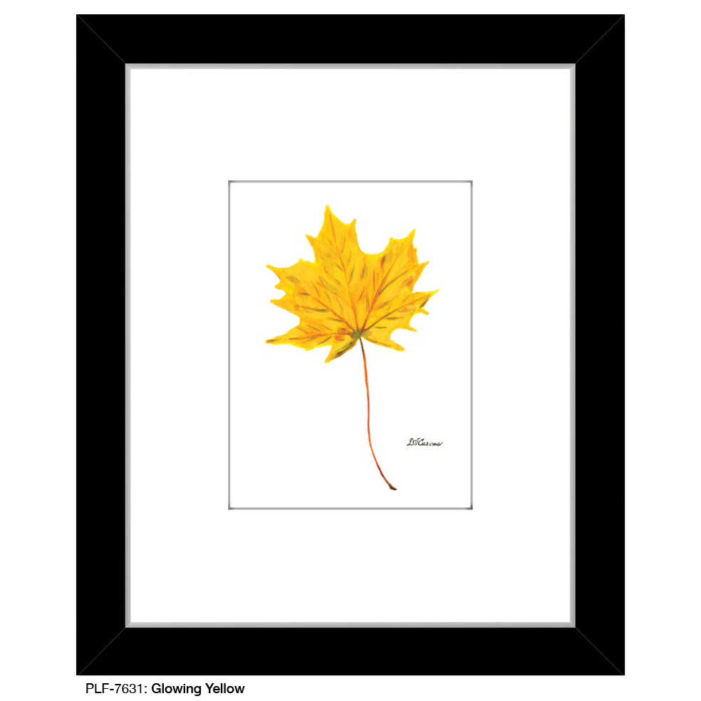 Glowing Yellow Leaf, Print (#7631A), Print Matted, www.printedcanvas.com